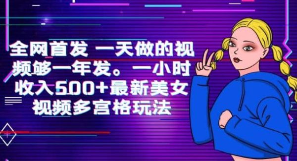 全网首发 一天做的视频够一年发。一小时收入500 最新美/女视频多宫格玩法