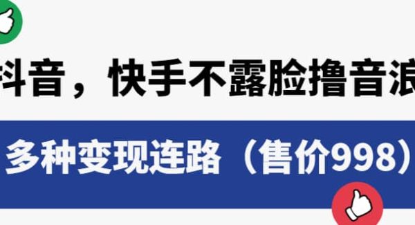 抖音，快手不露脸撸音浪项目，多种变现连路（售价998）