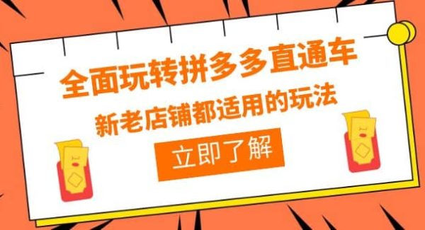 全面玩转拼多多直通车，新老店铺都适用的玩法（12节精华课）