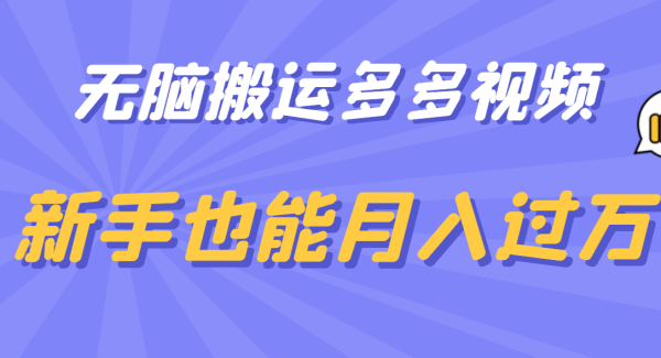 轻松搬运多多视频，新手也能月入过W