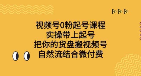 视频号0粉起号课程 实操带上起号 把你的货盘搬视频号 自然流结合微付费