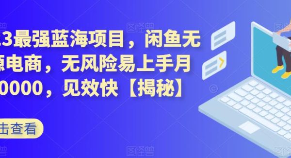 2023最强蓝海项目，闲鱼无货源电商，无风险易上手月赚10000，见效快【揭秘】