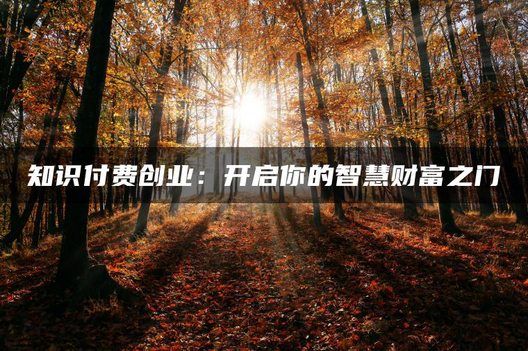 知识付费创业：开启你的智慧财富之门