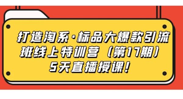 打造淘系·标品大爆款引流班线上特训营5天直播授课！