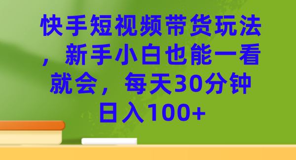 快手短视频带货玩法，新手小白也能一看就会，每天30分钟日入100