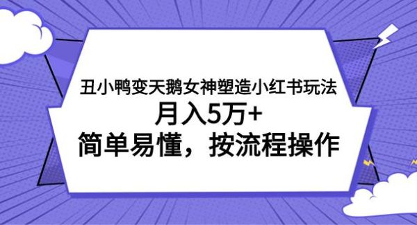 丑小鸭变天鹅女神塑造小红书玩法，月入5万 ，简单易懂，按流程操作