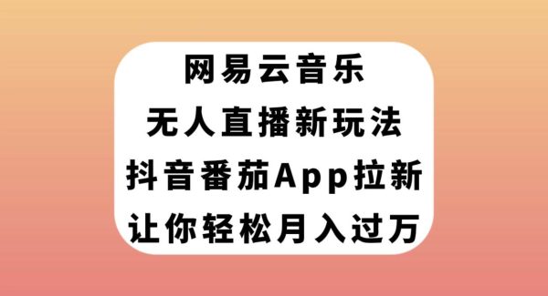 网易云音乐无人直播新玩法，抖音番茄APP拉新，让你轻松月入过W