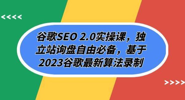 谷歌SEO 2.0实操课，独立站询盘自由必备，基于2023谷歌最新算法录制（94节