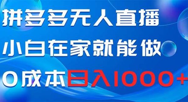 拼多多无人直播，小白在家就能做，0成本日入1000