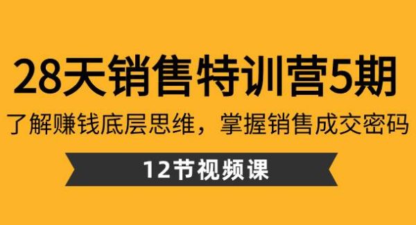 28天·销售特训营5期：了解赚钱底层思维，掌握销售成交密码（12节课）