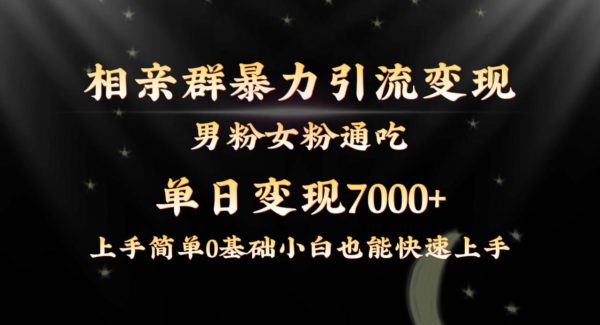 全网首发相亲群暴力引流男粉女粉通吃变现玩法，单日变现7000 保姆教学1.0