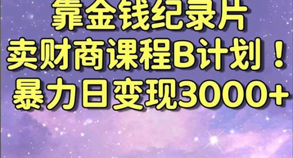 靠金钱纪录片卖财商课程B计划！暴力日变现3000+，喂饭式干货教程！