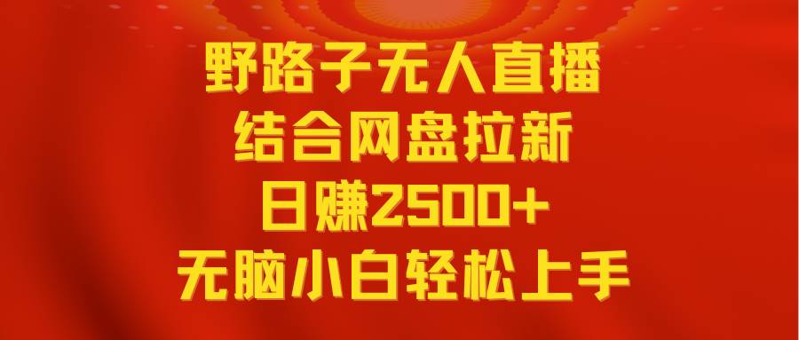 无人直播野路子结合网盘拉新，日赚2500+多平台变现，小白轻松轻松上手操作