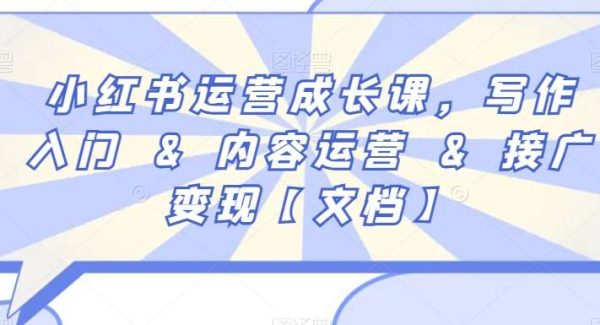 小红书运营成长课，写作入门&内容运营&接广变现【文档】