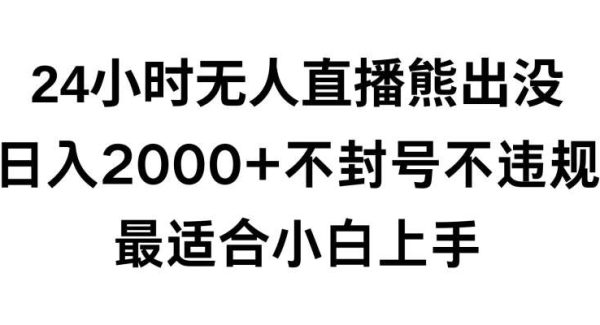 快手24小时无人直播熊出没，不封直播间，不违规，日入2000+，最适合小白上手，保姆式教学【揭秘】