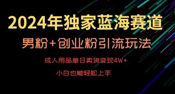 2024年独家蓝海赛道，成人用品单日卖货变现4W+，男粉+创业粉引流玩法，不愁搞不到流量【揭秘】