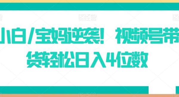 小白/宝妈逆袭！视频号带货轻松日入4位数【揭秘】