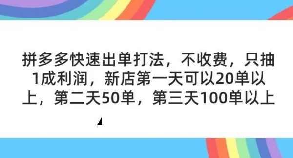 拼多多2天起店，只合作不卖课不收费，上架产品无偿对接，只需要你回…