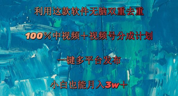 （11710期）利用这款软件轻松双重去重 100％中视频＋视频号分成计划 小白也能月入3w＋