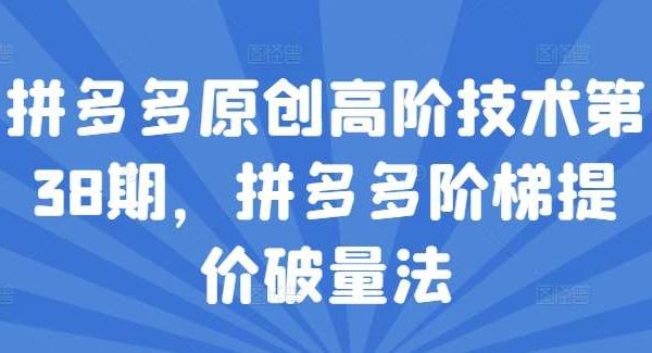 拼多多原创高阶技术第38期，拼多多阶梯提价破量法