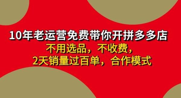 （11853期）拼多多 最新合作开店日收4000+两天销量过百单，无学费、老运营代操作、…