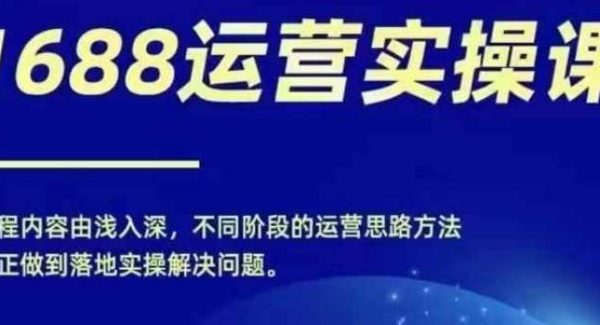 1688实操运营课，零基础学会1688实操运营，电商年入百万不是梦