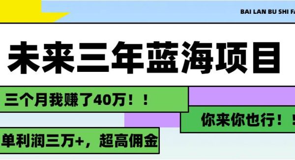 （11716期）未来三年，蓝海赛道，月入3万+