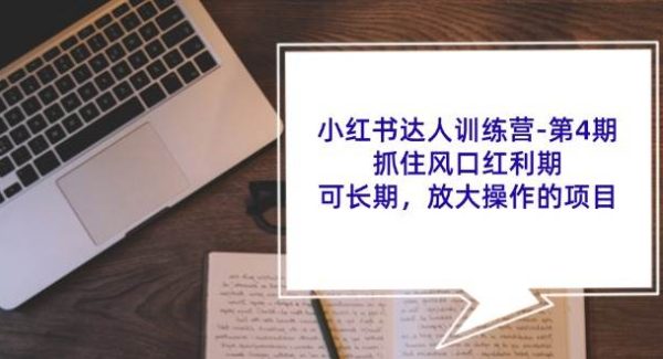 小红书达人训练营第4期：抓住风口红利期，可长期，放大操作的项目