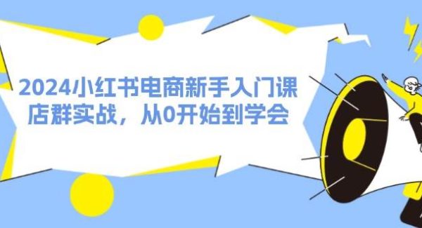 （11988期）2024小红书电商新手入门课，店群实战，从0开始到学会（31节）