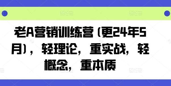 老A营销训练营(更24年7月)，轻理论，重实战，轻概念，重本质