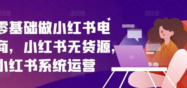 零基础做小红书电商，小红书无货源，小红书系统运营