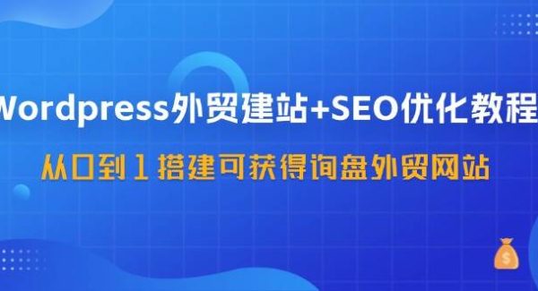 WordPress外贸建站+SEO优化教程，从0到1搭建可获得询盘外贸网站（57节课）