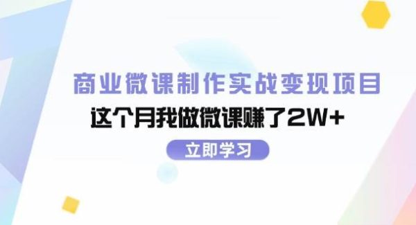 （11959期）商业微课制作实战变现项目，这个月我做微课赚了2W+