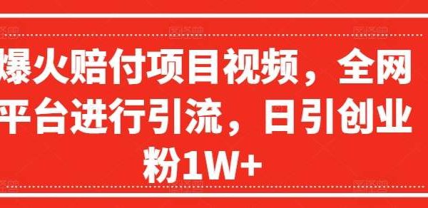 爆火赔付项目视频，全网平台进行引流，日引创业粉1W+【揭秘】