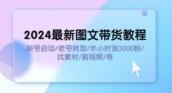 （11940期）2024最新图文带货教程：新号启动/老号转型/半小时涨3000粉/找素材/剪辑