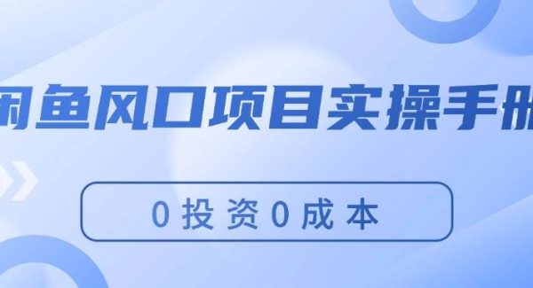 （11923期）闲鱼风口项目实操手册，0投资0成本，让你做到，月入过W，新手可做