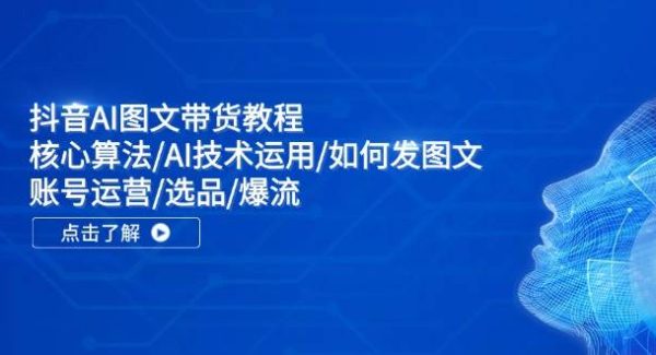 （11958期）抖音AI图文带货教程：核心算法/AI技术运用/如何发图文/账号运营/选品/爆流