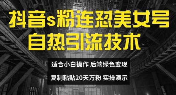 抖音s粉连怼美/女号自热引流技术复制粘贴，20天万粉账号，无需实名制，矩阵操作【揭秘】