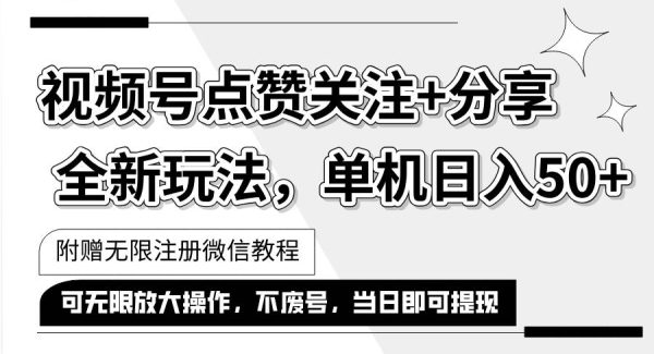 （12015期）抖音视频号最新玩法,一键运行，点赞关注+分享，单机日入50+可多号运行…