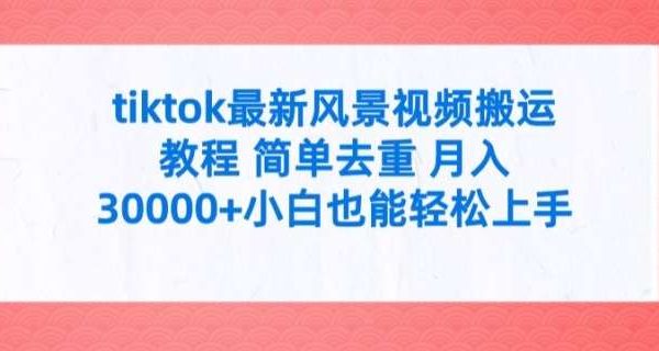 tiktok最新风景视频搬运教程 简单去重 月入3W+小白也能轻松上手【揭秘】