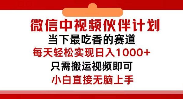 （12017期）微信中视频伙伴计划，仅靠搬运就能轻松实现日入500+，关键操作还简单，…