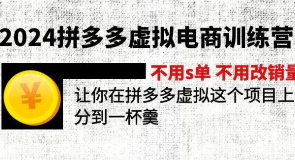 （12024期）2024拼多多虚拟电商训练营 不s单 不改销量  做虚拟项目分一杯羹(更新10节)