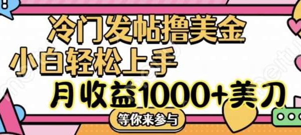 冷门发帖撸美金项目，月收益1000+美金，简单轻松，干就完了【揭秘】