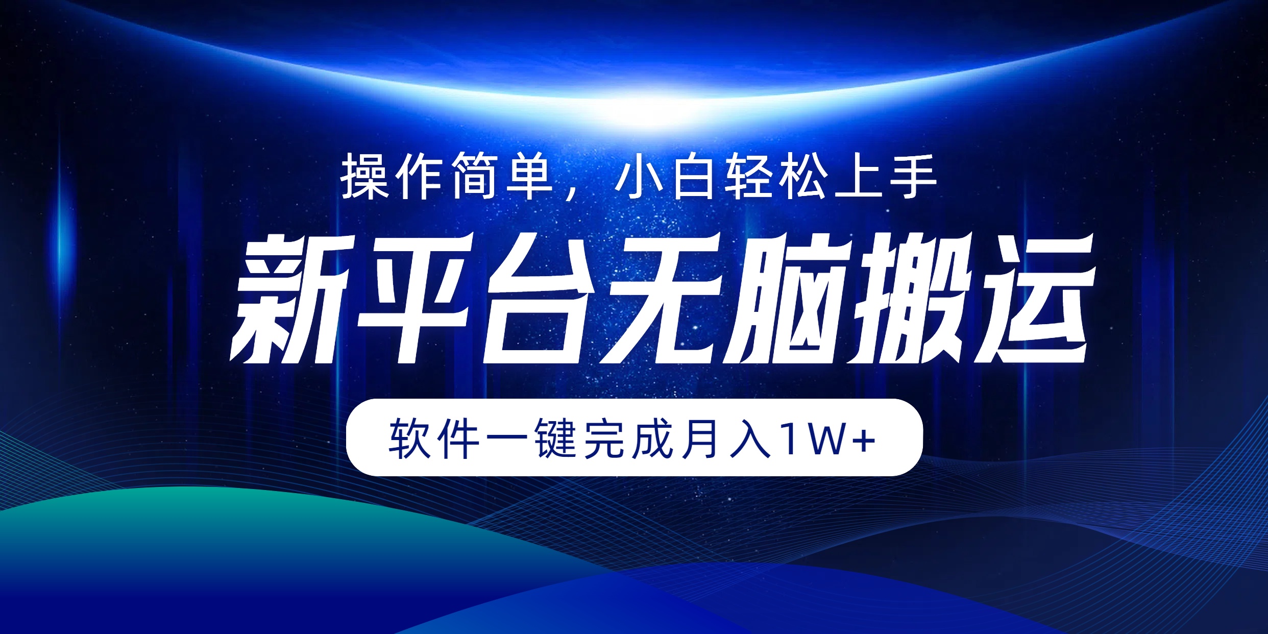 新平台轻松搬运月入1W+软件一键完成，简单轻松小白也能轻松上手