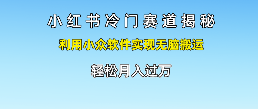 小红书冷门赛道揭秘,轻松月入过万，利用小众软件实现轻松搬运，