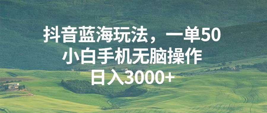 （13353期）抖音蓝海玩法，一单50，小白手机轻松操作，日入3000+