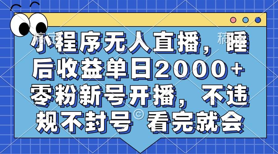 （13251期）小程序无人直播，睡后收益单日2000+ 零粉新号开播，不违规不封号 看完就会