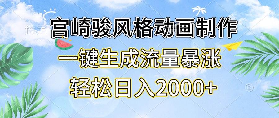 （13386期）宫崎骏风格动画制作，一键生成流量暴涨，轻松日入2000+