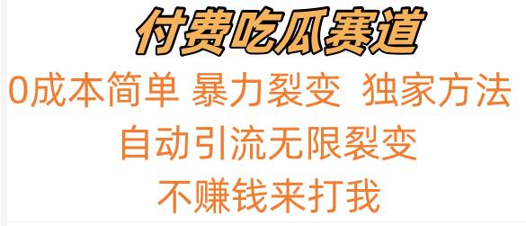 吃瓜付费赛道，暴力无限裂变，0成本，实测日入700+！！！