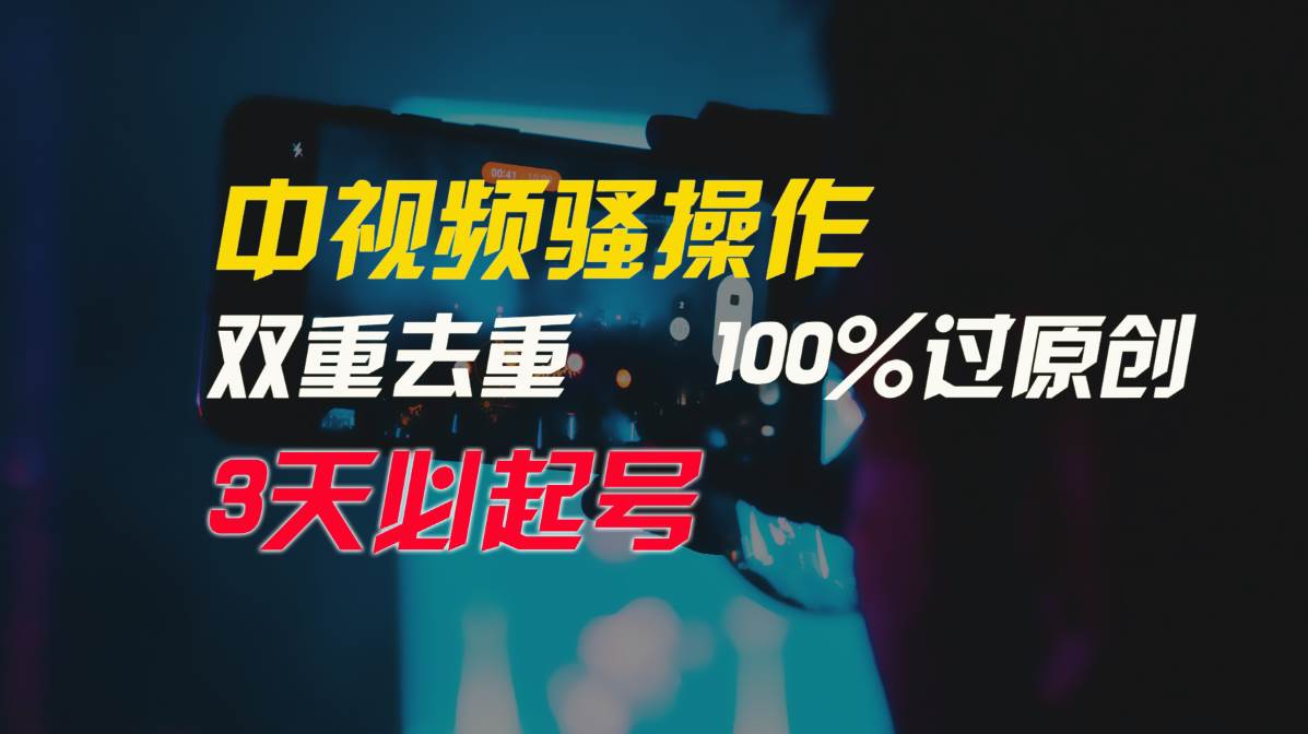 中视频骚操作，双重去重100%过原创，3天比必起号，简单轻松，月入3W+